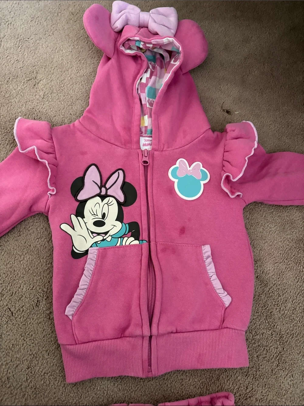 Disney Minnie Mouse Hot Pink Hoodie & Joggers Set